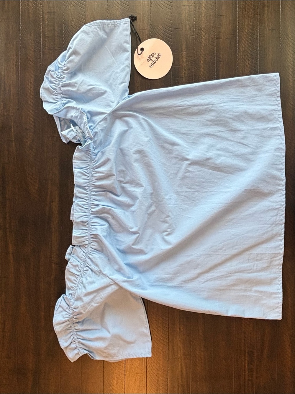 Off-Shoulder Light Blue Ruffle Blouse - Picture 2 of 6